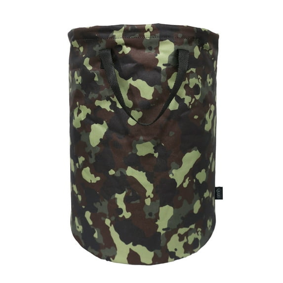 Omh ORGANIZE MY HOME – 19 Inches Medium Freestanding Round Laundry Hamper with Drawstring Closure, Collapsible Clothes Storage Hamper-Camo