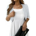thumbnail image 1 of OmicGot Cropped Shrug 3/4 Sleeve Open Front Cardigan Sweaters for Women, White XL, 1 of 9