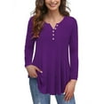 thumbnail image 1 of VERABENDI Women's Plus Size Tunic Tops Long Sleeve Henley T-Shirt Floral Casual Swing Blouses,M/L/1X/2X/3X/4X, 1 of 4