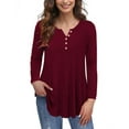 thumbnail image 1 of VERABENDI Women's Plus Size Tunic Tops Long Sleeve Henley T-Shirt Floral Casual Swing Blouses,M/L/1X/2X/3X/4X, 1 of 4