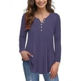 thumbnail image 1 of VERABENDI Women's Plus Size Tunic Tops Long Sleeve Henley T-Shirt Floral Casual Swing Blouses,M/L/1X/2X/3X/4X, 1 of 4