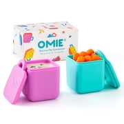 Omie Dip for OmieBox 2 pack Leakproof Dips Containers To Go, Salad Dressing Container, Condiment Container with Lids - Food Safe Silicone - 4 ounces Pink/Teal by OmieLife