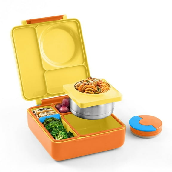 OmieBox Bento Box for Kids - Insulated Bento Lunch Box with Leak Proof Thermos Food Jar - 3 Compartments, Two Temperature Zones - (Sunshine) by OmieLife