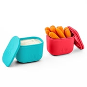 OmieDip for OmieBox UP 2 pack Leakproof Dip Containers with lids - food safe silicone - 4.5 ounces Pink/Teal