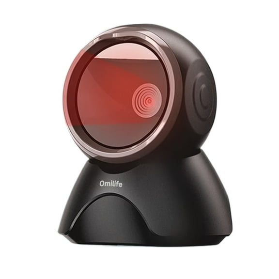 Omilife Barcode scanners, Automatic Omnidirectional Desktop Barcode Scanner, Hands-Free USB Wired QR Barcode Reader, Black