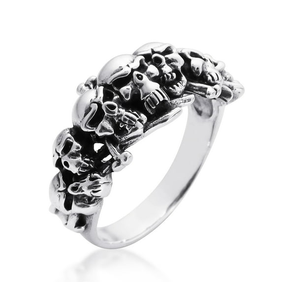 Ominous Pirate Skull and Crossbones .925 Sterling Silver Ring-9