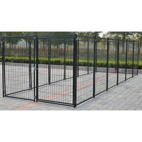 omitree Modular Metal Dog Exercise Fence Barrier Pen, 9 x 9 x 3.93 ft