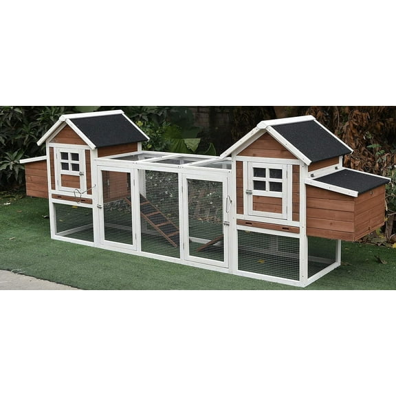 Omitree NEW 123" Large Solid Wood Chicken Coop Backyard Hen House 4-6 Chickens with 4 Nesting Boxes