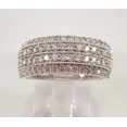 thumbnail image 1 of Omjewels 2Ct Round Cut Moissanite Multi Row Anniversary Band Ring 14K White Gold Plated, 1 of 5