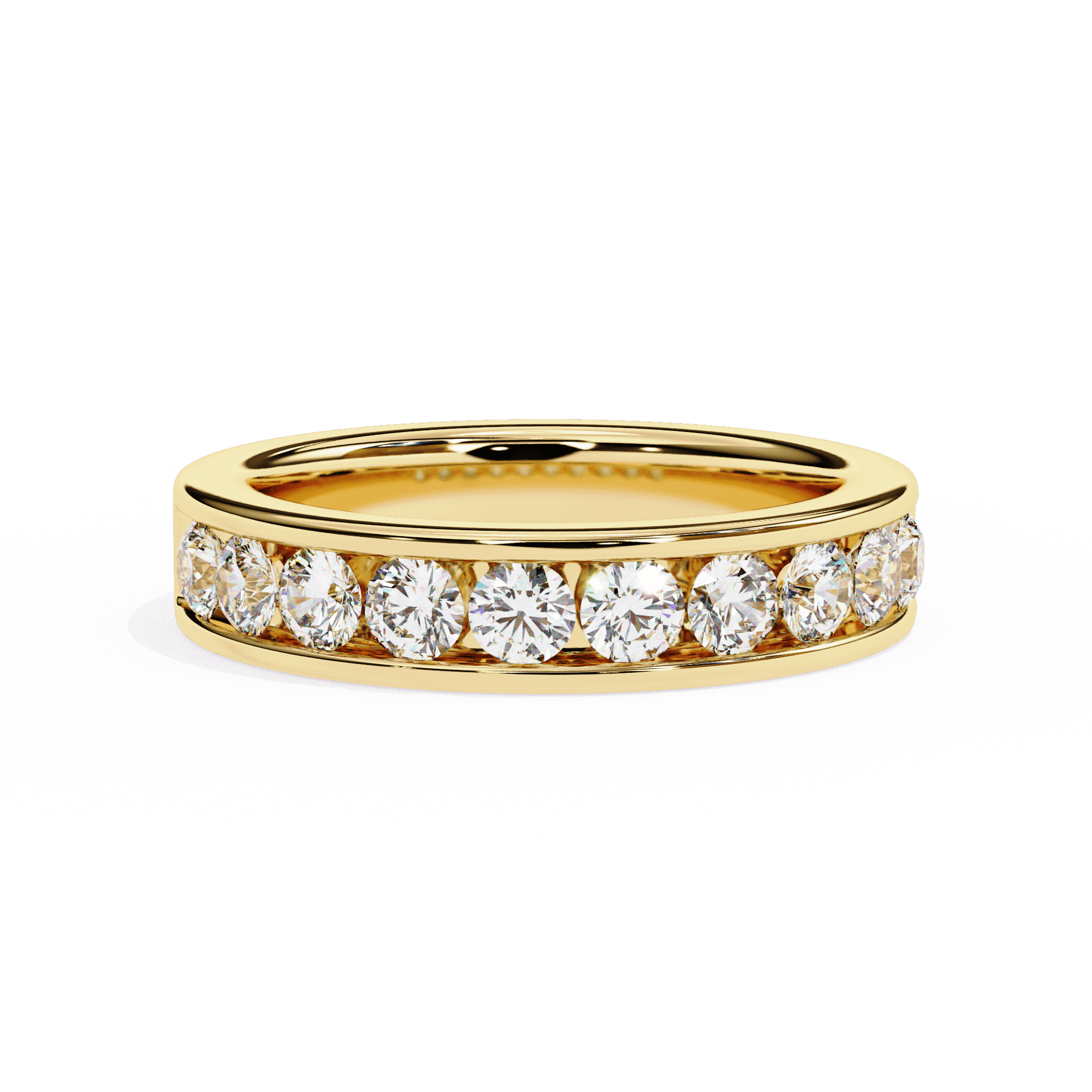 OMKAR JEWELS 14K Gold Channel Set Eternity Ring, Diamond Wedding Band, Timeless Anniversary Gift for Her