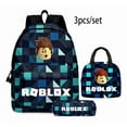 thumbnail image 1 of Omkarsy Unisex Adjustable Strap Polyester Roblox School Backpack Set, Black, 3 Count, 1 of 3