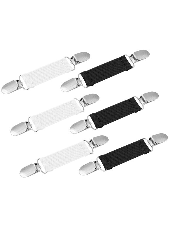 Adjustable Elastic Clothing Cinch Clips, Dual Metal Alligator Clamps Shirt Tightener Straps for Oversized T Shirts, Dresses, Blouses & Cardigans