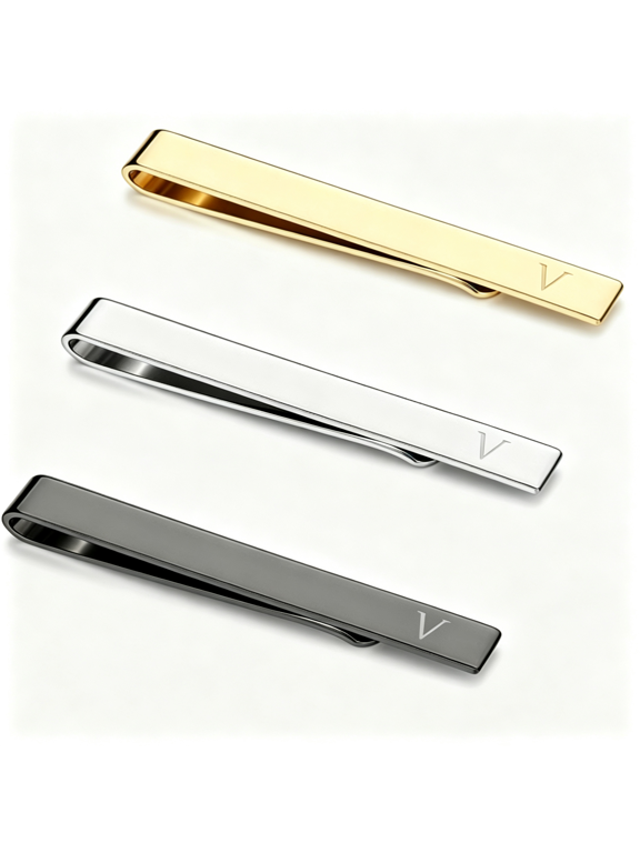 Men's Initial Alphabet Tie Clip, Stainless Steel Monogram Tie Bar, Personalized Letter Necktie Clip for Business Wedding Formal Occasions "