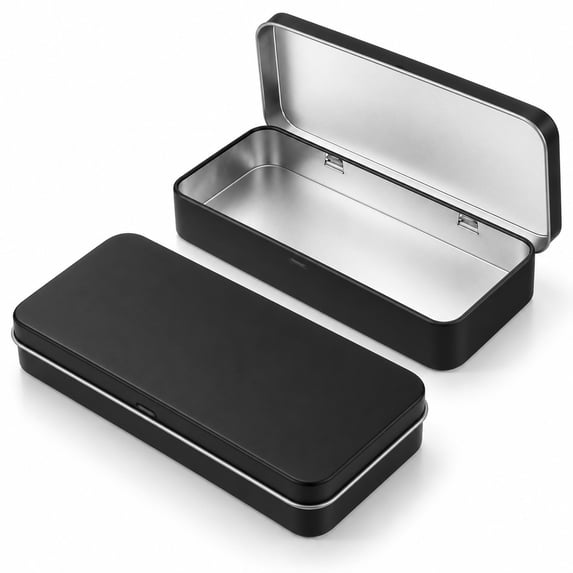 Omlopp Rectangular Empty Hinged Tin Box, Metal Storage Container for ...