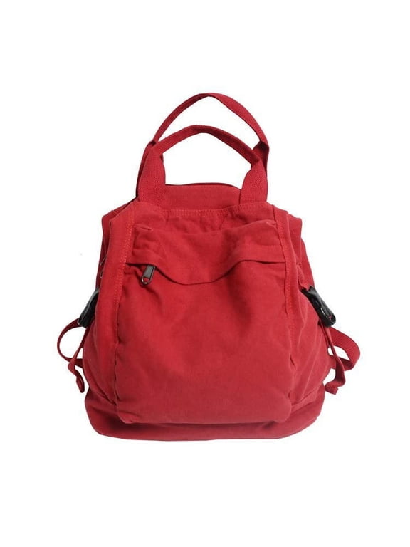 Small Boho Canvas Backpack for Women Vintage Style Outdoor Travel Bag Casual Daypack Grunge Aesthetic Hippie Y2K Backpack (Green,One Size)
