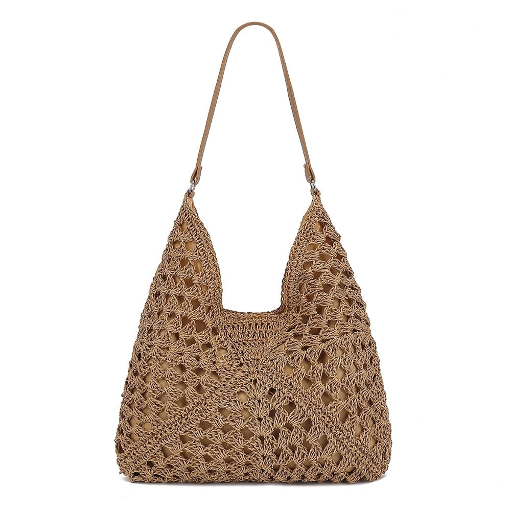 Omlopp Straw Beach Tote Bag for Women Raffia Crochet Purse Large Summer Hobo Woven Shoulder Handbag for Vacation