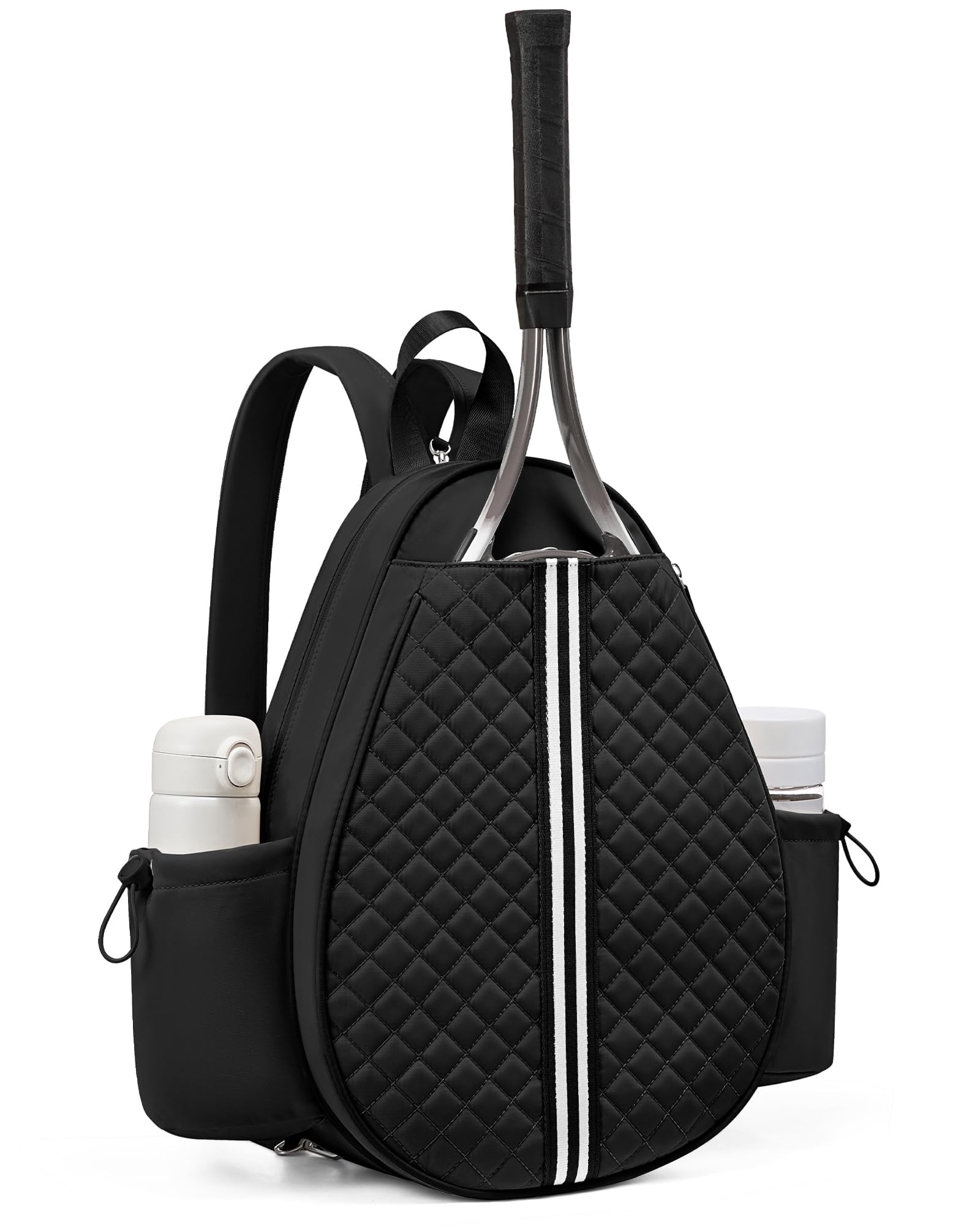 Omlopp Tennis Bag, Quilted Tennis Sling Crossbody Backpack, Water Resistant Tennis Racket Bags for Women Men, Suitable for Pickleball Tennis Badminton