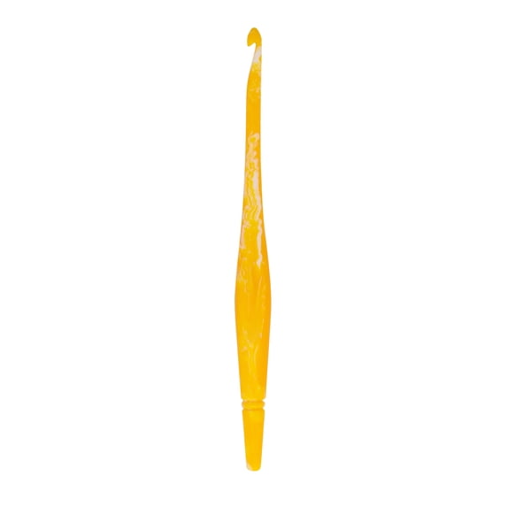 Ommi Ergonomic Handle Crochet Hooks | Handcrafted 7’’ Crochet Hook | Knitting Needle, Craft Yarn Weave | Best Gift! (Yellow, 8 mm)