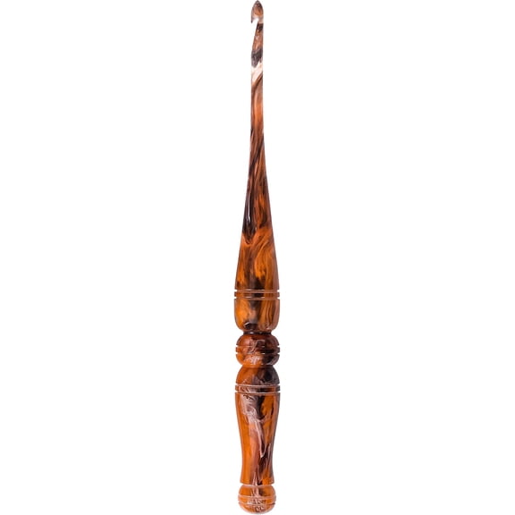 Ommi Ergonomic Handle Crochet Hooks | Handcrafted 7’’ Orange & Black Swirl Crochet Hook | Knitting Needle, Craft Yarn Weave | Best Gift! (Orange & Black, 6.5 mm)