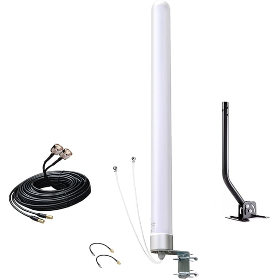 Omni Directional 4G LTE Router Antenna for T Mobile Home Internet Hotspot, Outdoor MIMO Cellular SMA TS9 Antenna with 10Meter Cable Mounting Pole