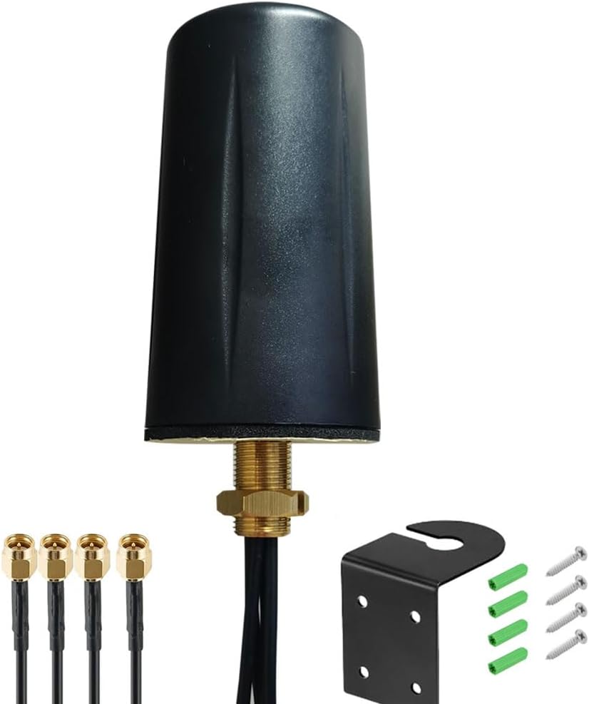 Omni Directional Low-Profile 5g 4g Lte 4x4 Mimo Antenna for Cabinet, Vending Machines with 10 ft Coax, 600-6000MHz Reception Range
