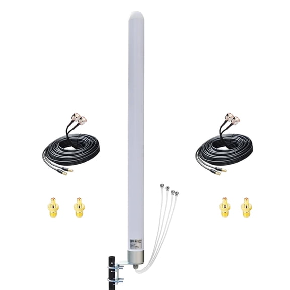 Omni Directional MIMO 4x4 Antenna 5G WiFi Outdoor 4G LTE Antennas for T-Mobile N71 Cellular Hotspots Router Gateways, 600-6000MHz, 10meter Cable SMA TS9 (Full kit)