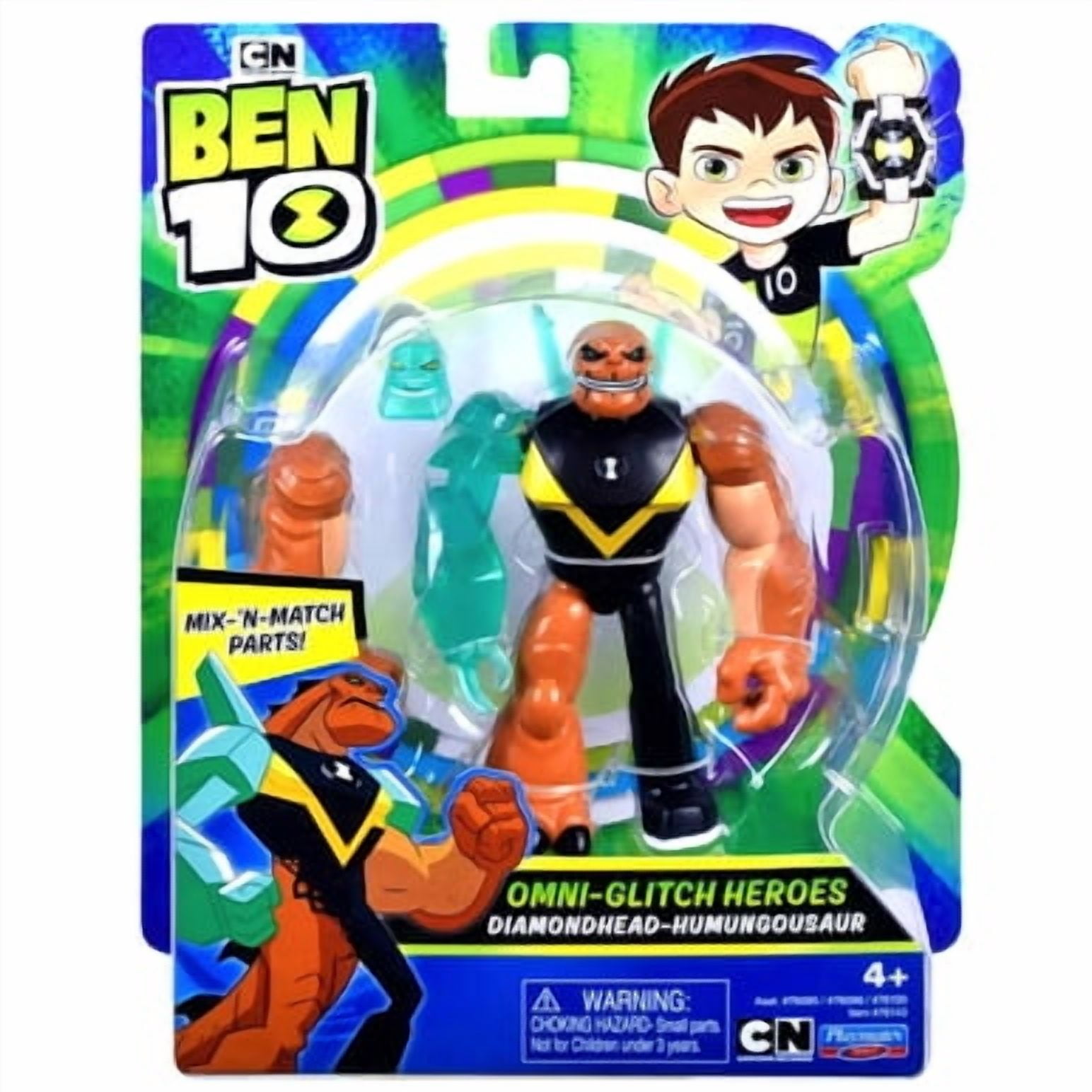 Omni Glitch Heroes Diamondhead-Humungousaur Ben 10 Action Figure 5.5"