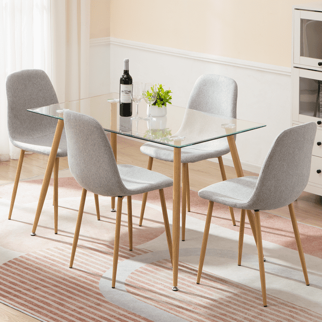 Omni House 5Piece Dining Room Table Set for 4,SpaceSaving Rectangular