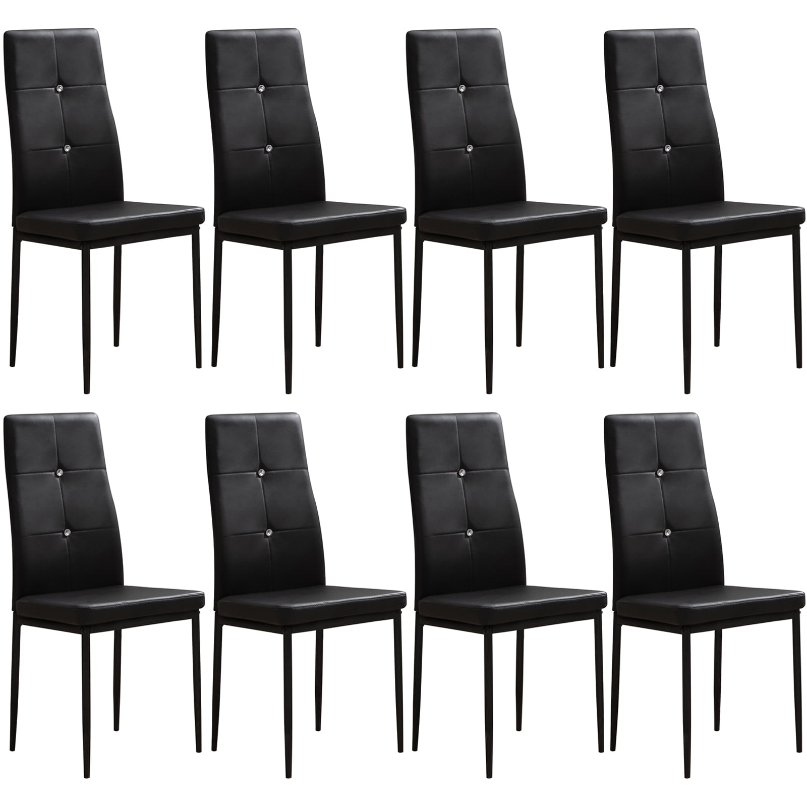 Omni House Dining Chairs Set of 8,Faux Leather Padded Seat Kitchen Chairs Full Back Dining Room ...