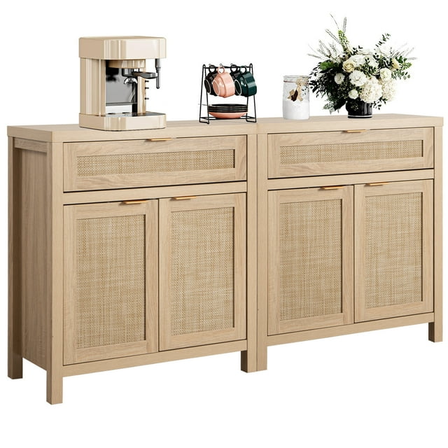 Omni House Rattan Buffet Set of 2,Storage with Drawer