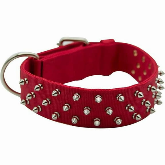 Omni Pet 205NFK-RD29 29 in. Bravo Nylon Spiked Dog Collar - Red