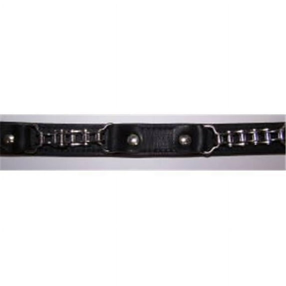 Omni Pet 445-67571 Omni Pet No.6064BK26 Leather Latigo Chain Black Dog Collar 26in x 1in