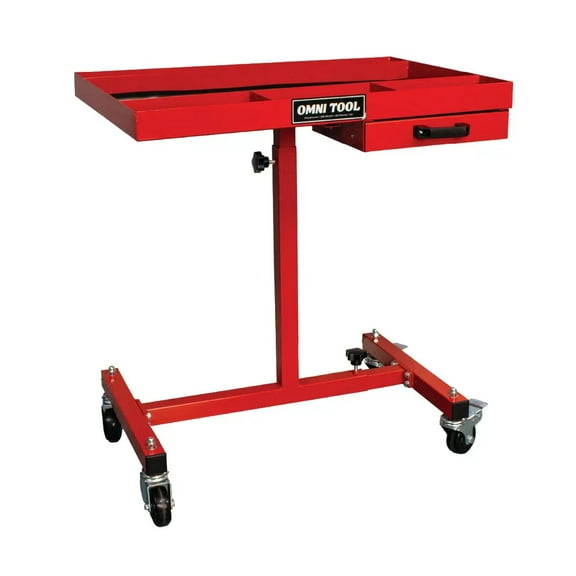 Omni Tool Rolling Work Table, Adjustable Mobile Tray Cart, 220 lb Capacity
