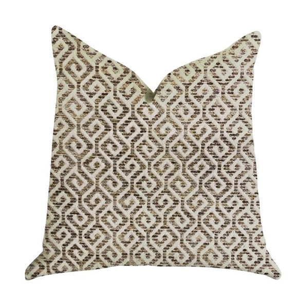 Omni Truffle Brown Shades Maze Luxury Throw Pillow - 16 x 16 in.