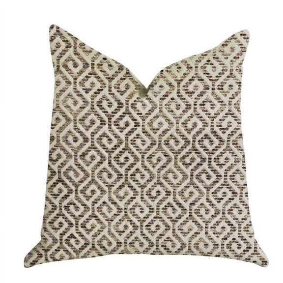 Omni Truffle Brown Shades Maze Luxury Throw Pillow - 18 x 18 in.