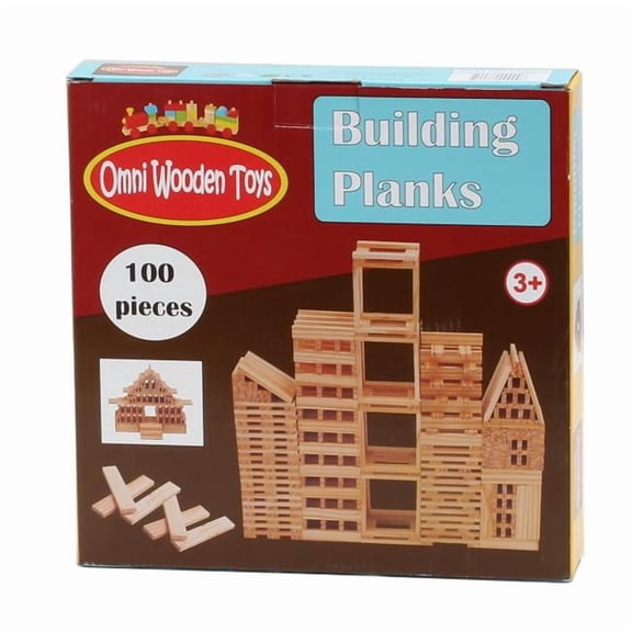 Omni Wooden Toys 966021 Building Toys Planks, Natural - 100 Piece