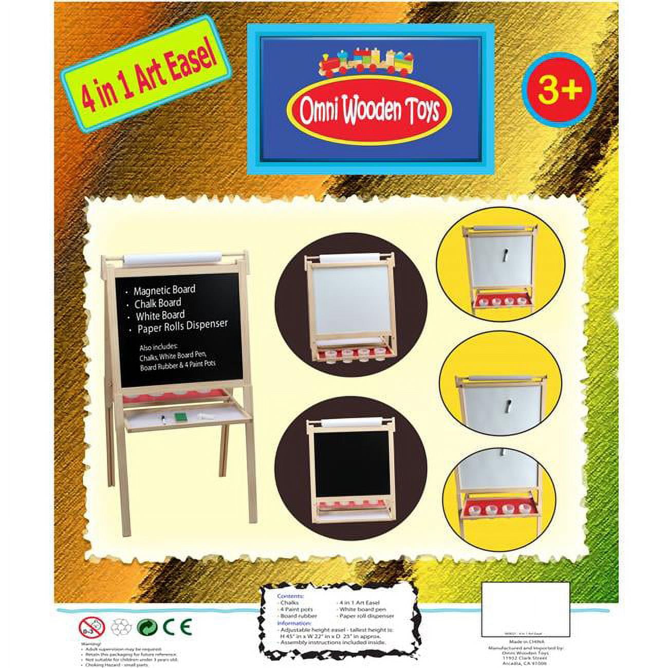 Omni Wooden Toys  Double Sided 4 In1 Magnetic Art Easel