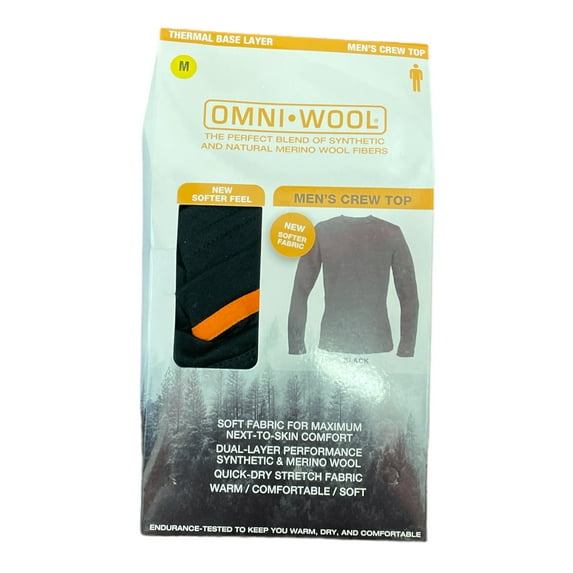 Omni-Wool Men's Warm Thermal Base Soft Long Sleeve Layer Crew Top (XL)