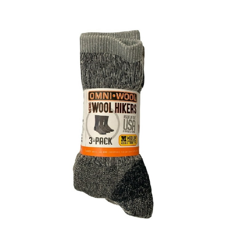 Omni Wool Unisex Merino Wool Multi-Sport Warm Hikers Hunting Socks, 3 Pairs  (Navy/Tan/Red, M) 