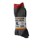 Omni Wool Unisex Merino Wool Multi-Sport Warm Hikers Hunting Socks, 3 Pairs (Red/Blue/Grey, L (M: 9-12, W:10+)