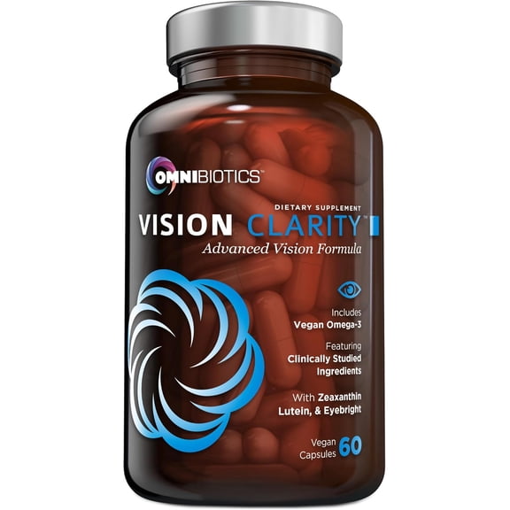 OmniBiotics Vision Clarity Eye Vitamin and Mineral Supplement - Lutein and Zeaxanthin Macular Health Supplement for Adults - 60 Vegan Capsules