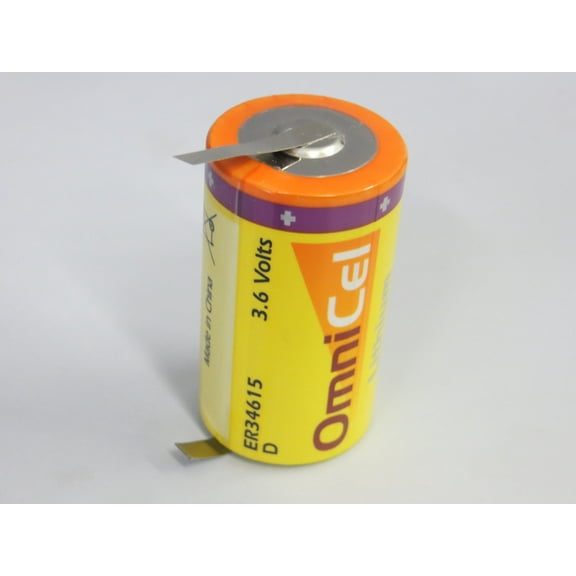 OmniCel D Size 3.6V Lithium Battery ER34615T w/ Solder Tabs - Pack of 8 + Free Shipping