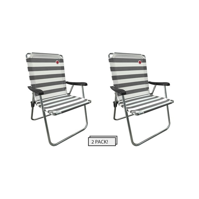 OmniCore Designs New Standard Folding Camp/Lawn Chair (2 Pack) Black / White