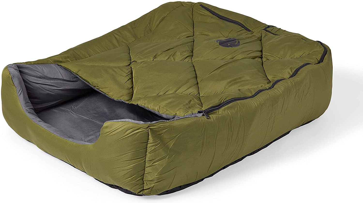 Large Green Polyester Outdoor Pet Sleeping Bag with Zippered Cover