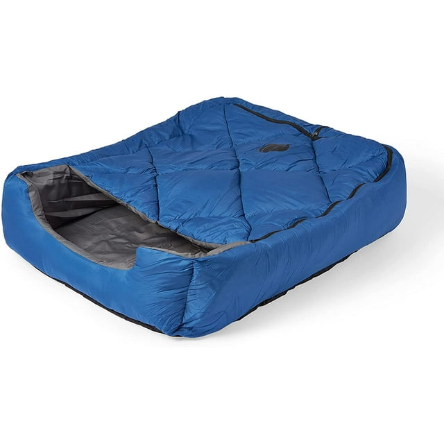 OmniCore Designs Pet Sleeping Bag (MD/Blue) with Zippered Cover for Travel, Camping, Backpacking, Hiking | Good for Small and Large Pets | Use as Pet Beds, Pet Mats or Pet Blanket
