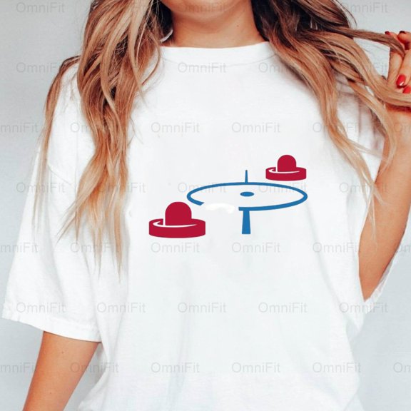 OmniFit21 Air Hockey Tee Classic Arcade Game Competition Fun Graphic Style Fan T-Shirt, for Unisex, up to size 5XL.