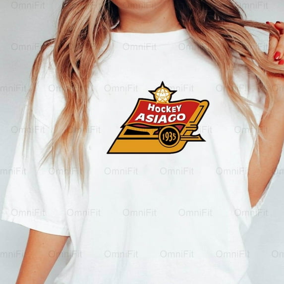 OmniFit21 Asiago Hockey Team Fan Apparel, Italian League Supporter Graphic Design Style T-Shirt, for Unisex, up to size 5XL.