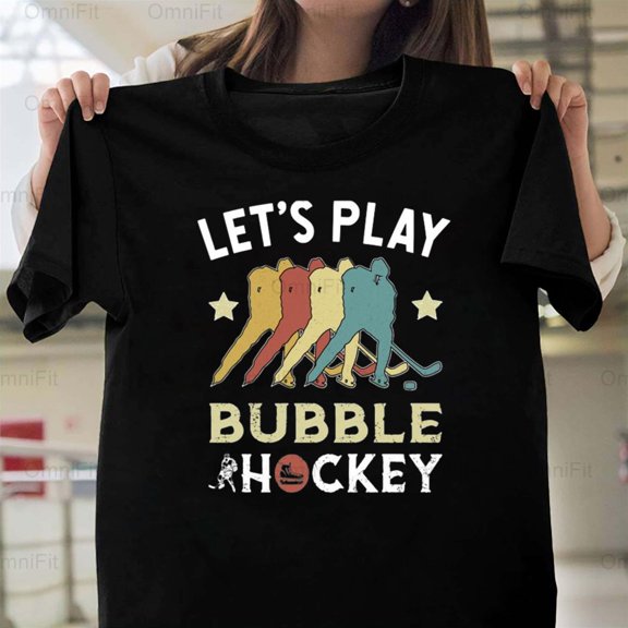 OmniFit21 Bubble Hockey Game Graphic, Lets Play Cute Design, Table Sport Fan Fun Apparel T-Shirt, for Unisex, up to size 5XL.