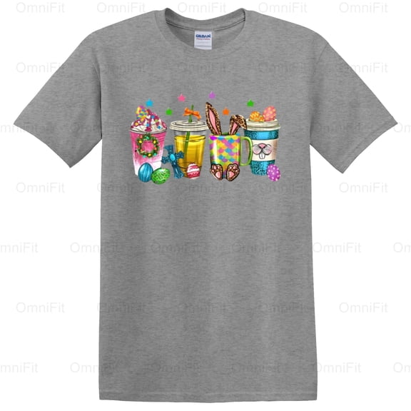 OmniFit21 Classic Easter Spring Holiday Celebration Simple Text Design Graphic Style T-Shirt, for Unisex, up to size 5XL.