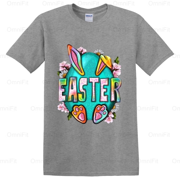 OmniFit21 Classic Egg And Easter Holiday Celebration Spring Tradition Simple Design Graphic T-Shirt, for Unisex, up to size 5XL.